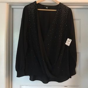 NWT Alfani Black Gem Stone Blouse